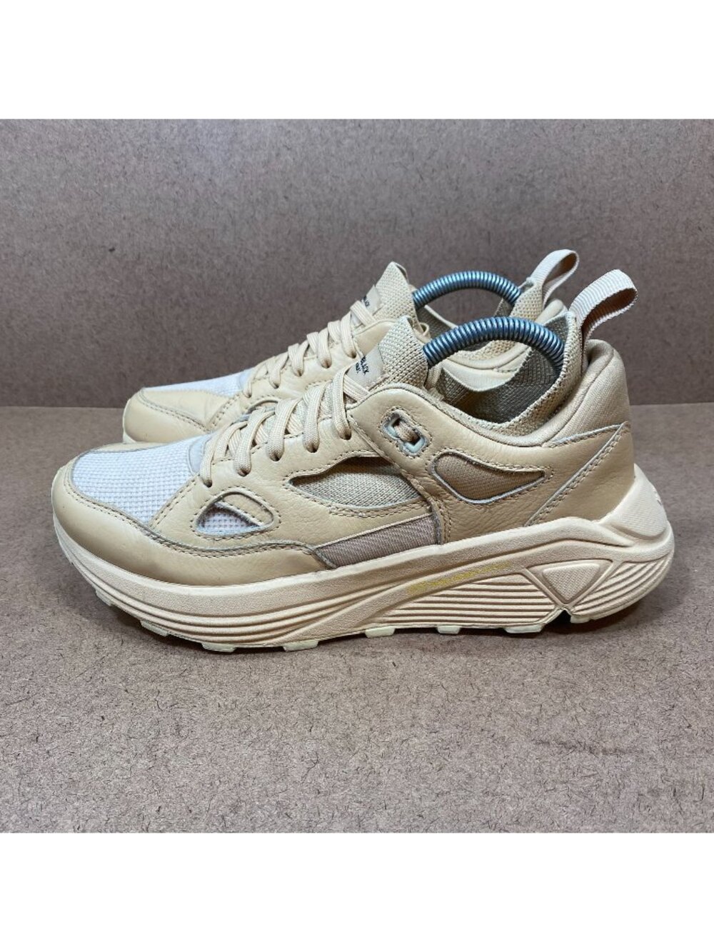Brandblack Aura 130 Vegatan Mens Beige Sneakers Size 8 US Leather Mesh Vibram